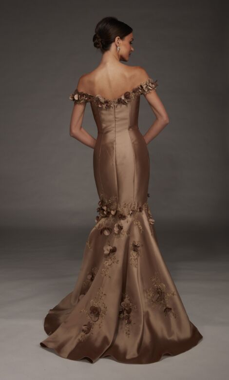 Alyce Paris 55010 Off-The-Shoulder Gold Mikado Mermaid Dress