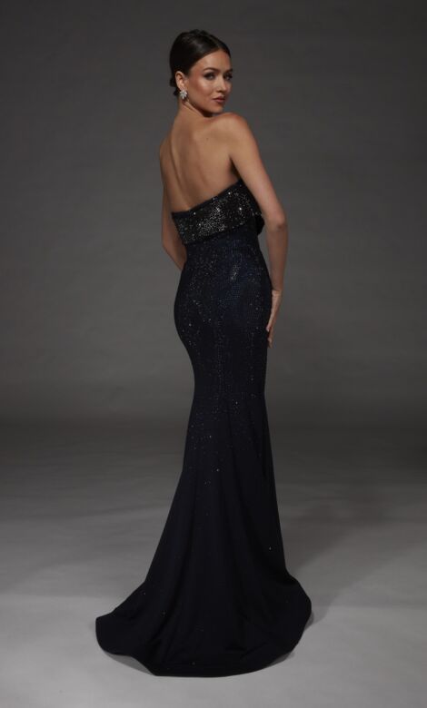 Alyce Paris 55019 Strapless Front Bow Black Mermaid Dress