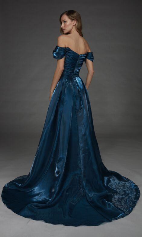 Alyce Paris 55034 Draped Satin Off The Shoulder Dress