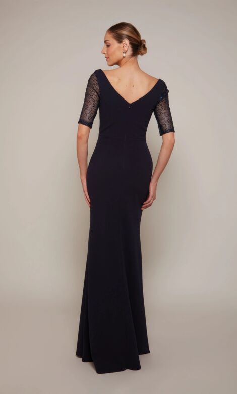 Alyce Paris 27677 Illusion Sleeve Portrait Neck Dress