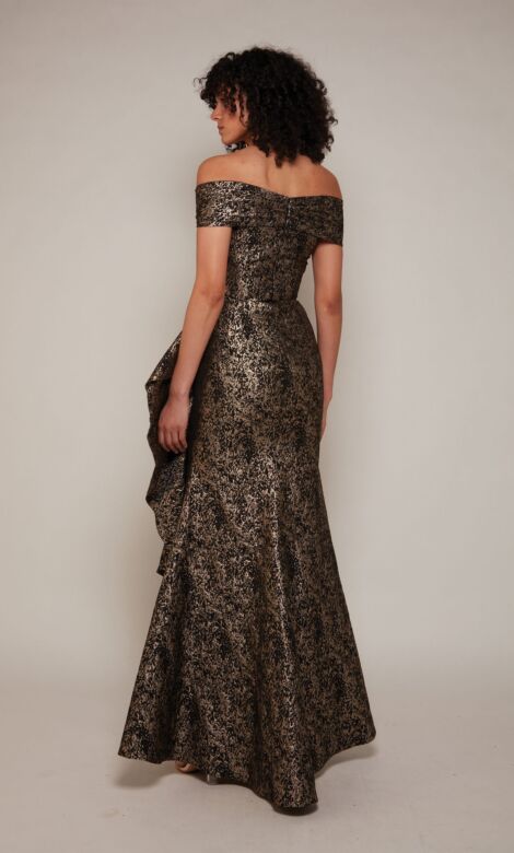 Alyce Paris 27667 Side Ruffle Metallic Dress