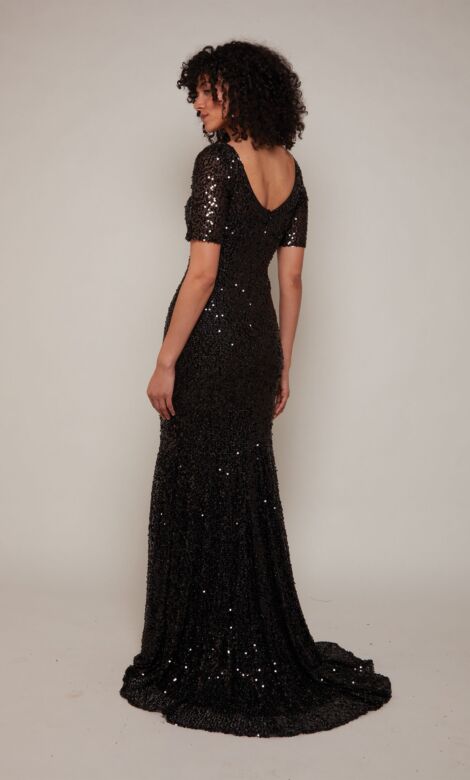 Alyce Paris 27668 Short Sleeve Sequin Dress