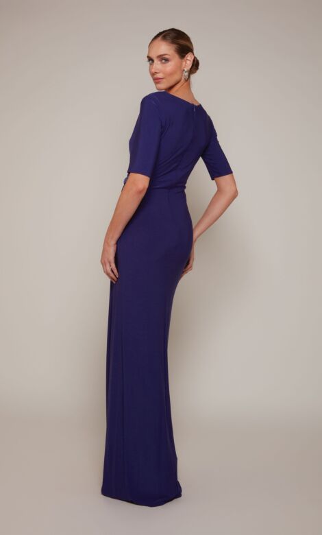 Alyce Paris 27682 Side Slit Surplice V-Neck Dress