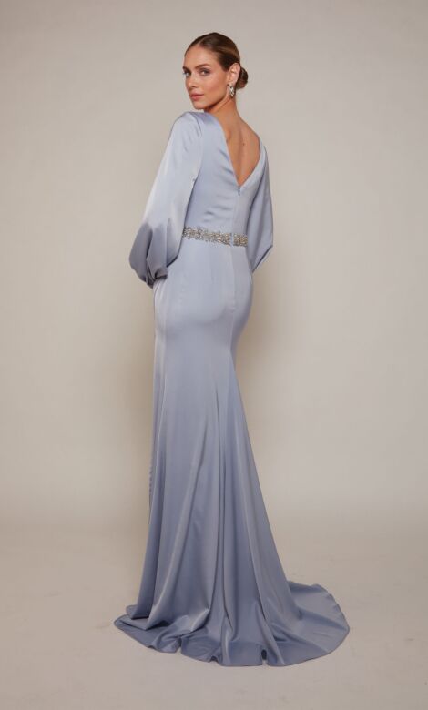 Alyce Paris 27696 Bishop Sleeves Beaded Waist Dress