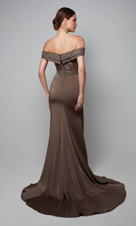 Alyce Paris 27619 Off-The-Shoulder Drape Skirt Dress