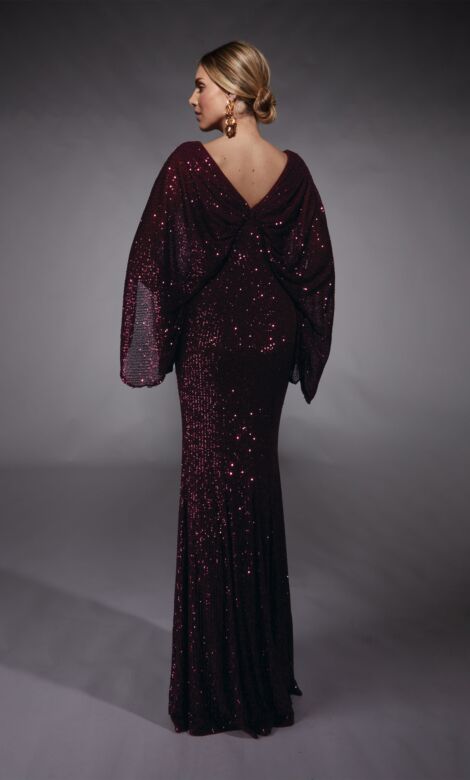 Alyce Paris 27703 Kimono Sleeve V-Neck Sequin Dress