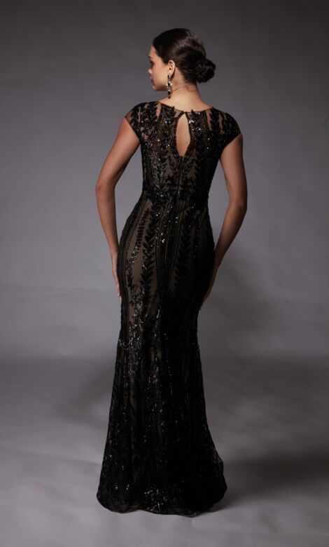 Alyce Paris 27716 Keyhole Back Cap Sleeve Dress