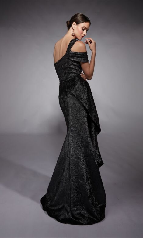 Alyce Paris 27734 Asymmetric Neck Side Ruffle Dress