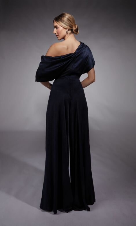 Alyce Paris 27743 Wide-Leg Asymmetric Neck Jumpsuit