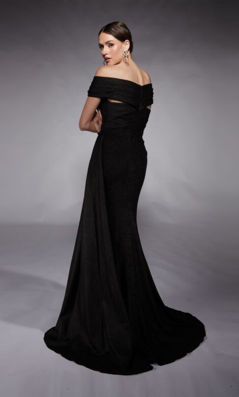 Alyce Paris 27767 Pleated Off-The-Shoulder Streamer Dress