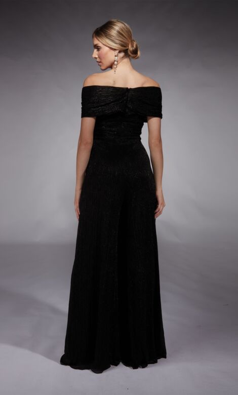 Alyce Paris 27768 Wide-Leg Off-The-Shoulder Jumpsuit