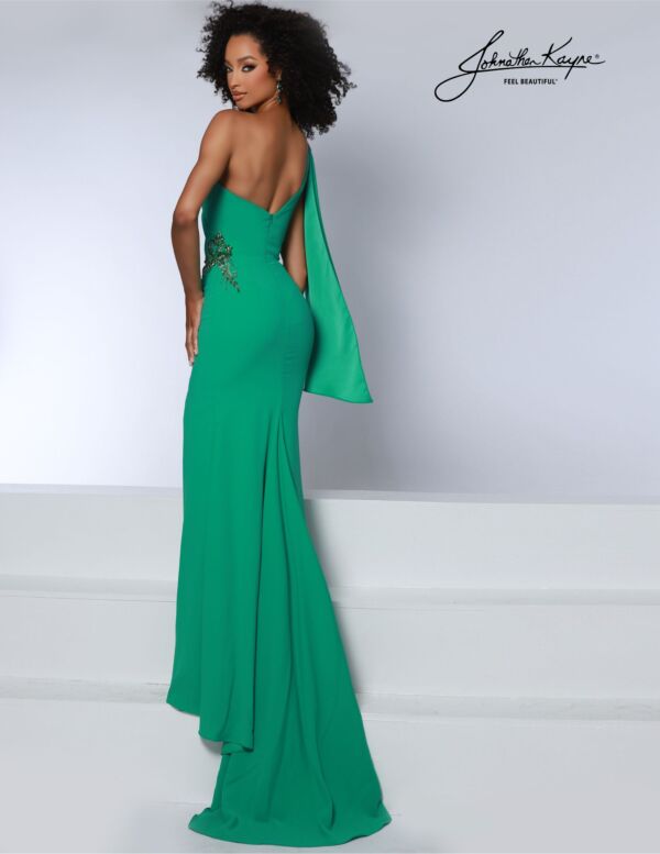 Johnathan Kayne 2864 One Shoulder Drape Sleeve Dress