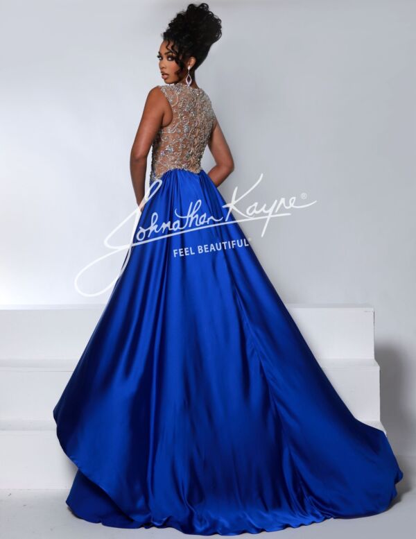 Johnathan Kayne 2934 Illusion Back Long Overskirt Dress