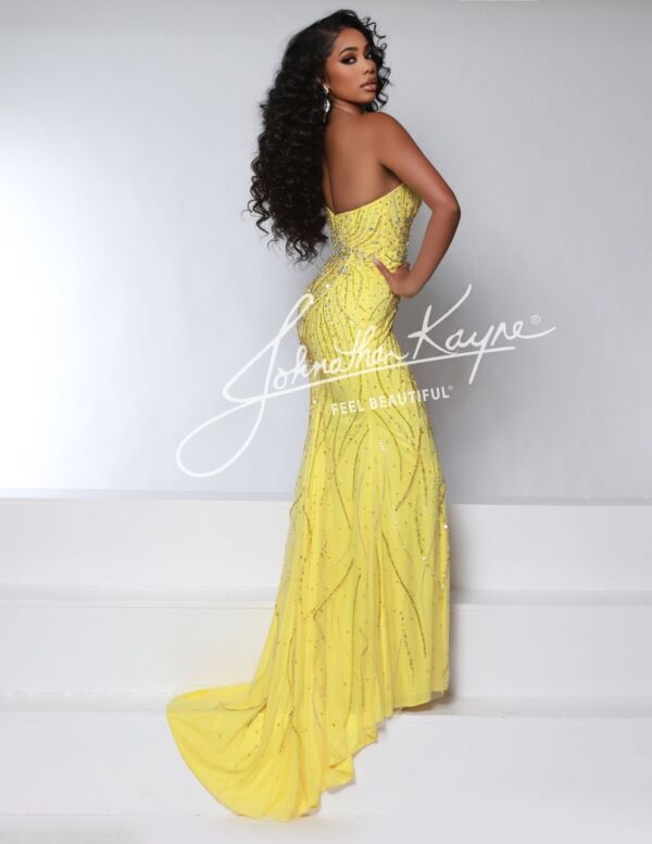 Johnathan Kayne 2956 High Slit One Shoulder Dress