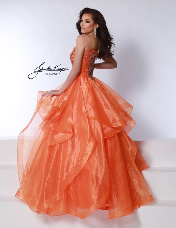 Johnathan Kayne 3036 Detachable Sleeves Flounce Skirt Dress