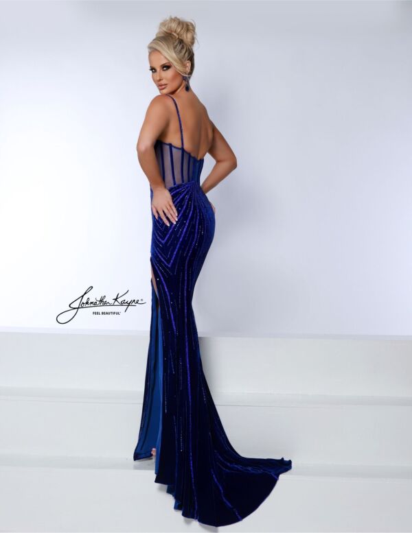 Johnathan Kayne 3065 Plunging Neckline Spaghetti Straps Dress