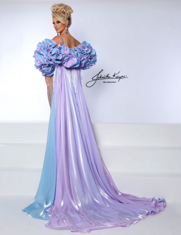 Johnathan Kayne 3084 Ruffle Bolero Cape 2 Piece Dress