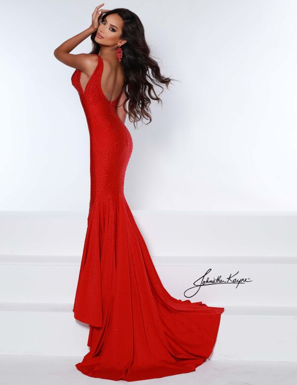 Johnathan Kayne 9213 Scoop Back Ruched Bodice Dress