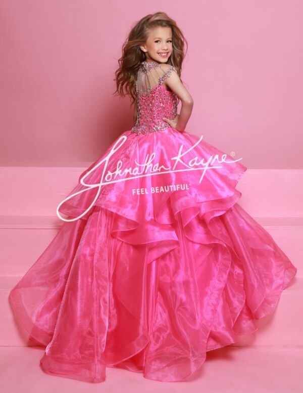 Johnathan Kayne C354 Embellished Bodice Flounce Skirt Dress