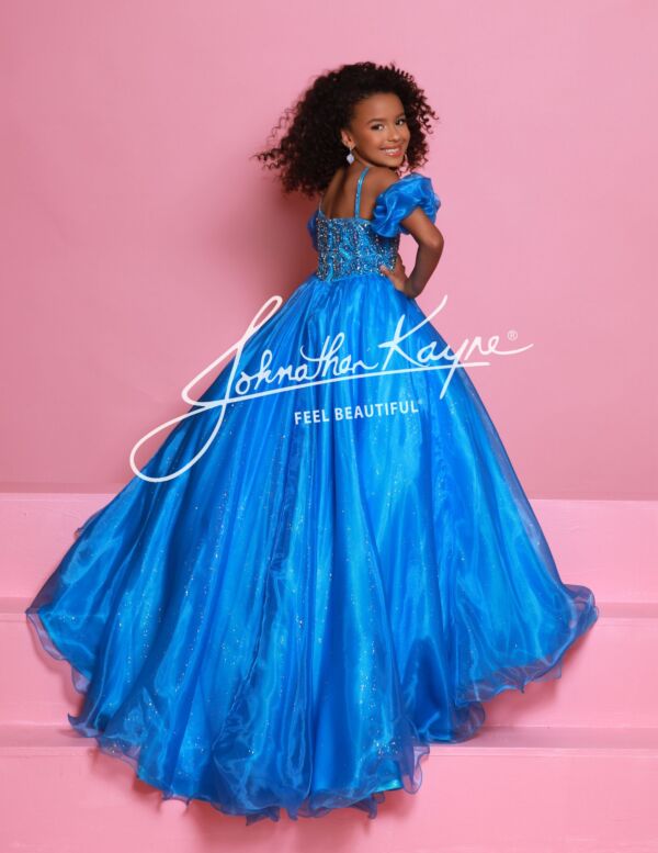 Johnathan Kayne C359 Puff Sleeve Sweetheart Neck Dress