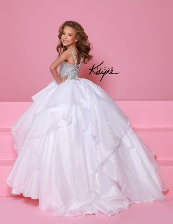 Johnathan Kayne C383 Flounce Skirt Crystal Bodice Dress