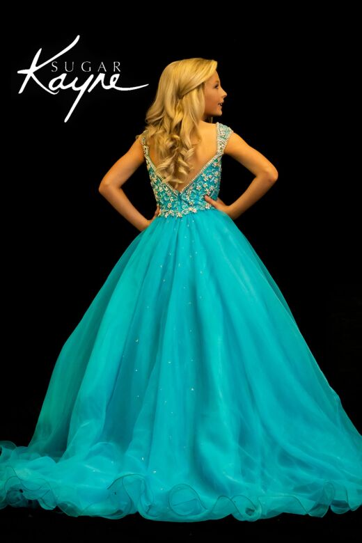 Johnathan Kayne C146 V-Back Beaded Bodice Dress