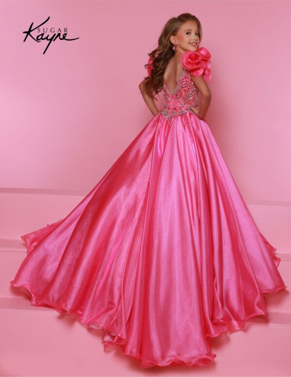 Johnathan Kayne C334 Beaded V-Neck Ruffle Sleeve Dress