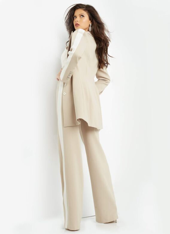 Jovani 07110 Collared Blazer Two Tone Pant Suit