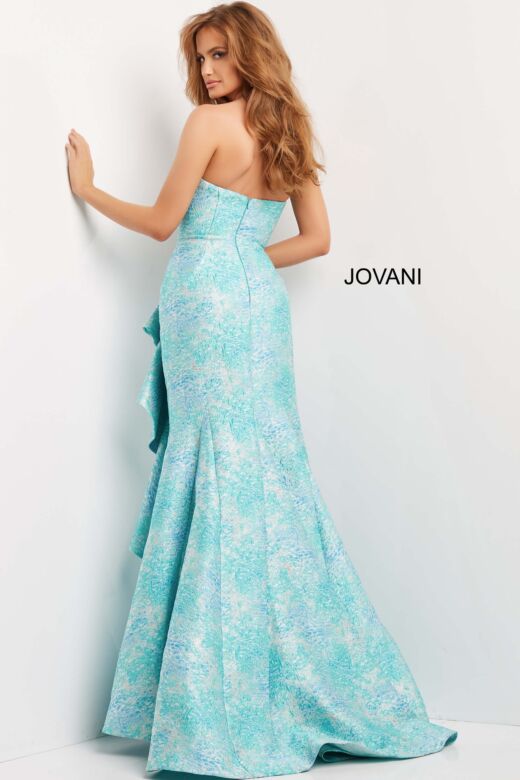 Jovani 08093 Ruffle Skirt Wrap Dress