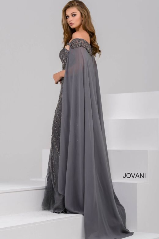 Jovani 45566 Strapless Dress with Removable Cape