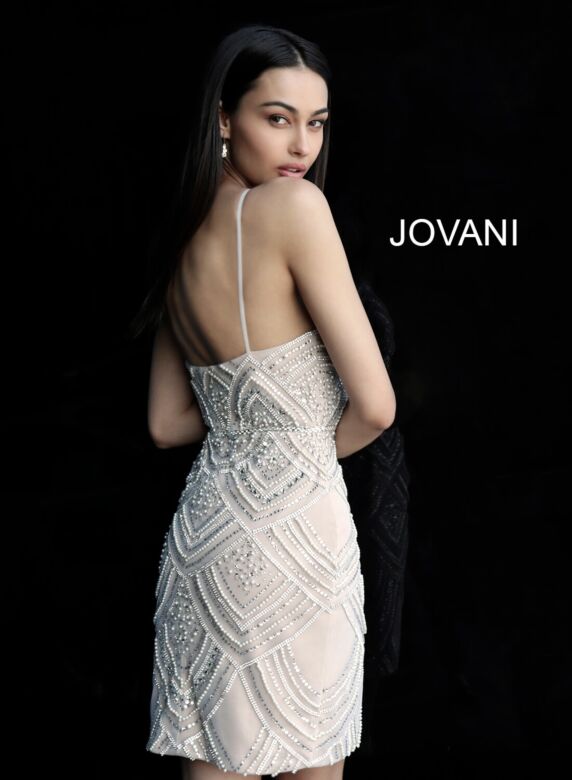 Jovani 64598 Spaghetti Straps Beaded Dress