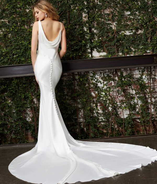 Jovani JB03910 Button Back Cowl Neckline Wedding Gown
