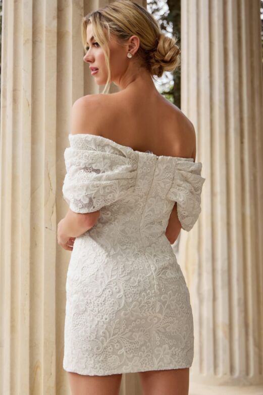 Jovani 47659 Off-The-Shoulder Lace Bow Neck Dress