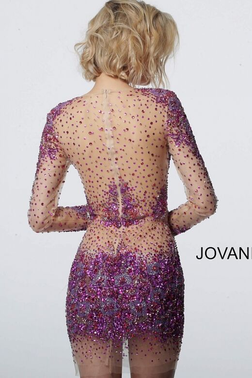 Jovani 47598 Beaded Sheer Short Party Dress