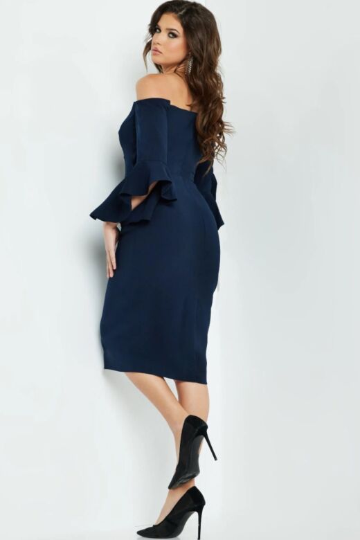 Jovani 07066 Flounce Sleeves Off The Shoulder Dress