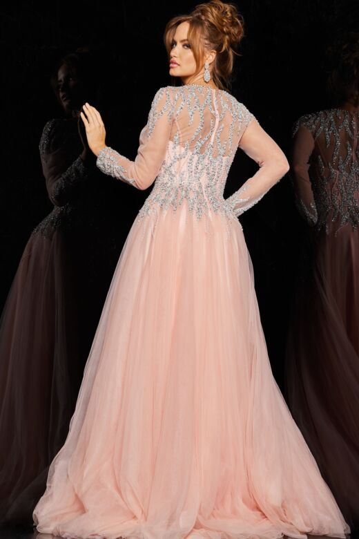 Jovani 36533 Beaded Bodice Long Sleeve Dress