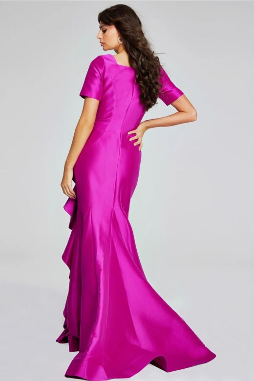 Jovani 41128 Square Neckline Short Sleeves Dress