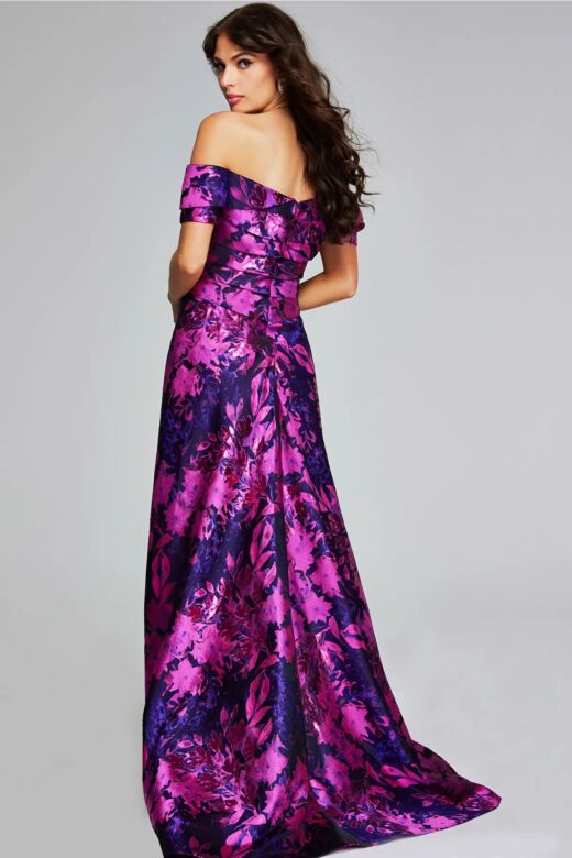 Jovani 42506 Pleated Bodice Floral Dress