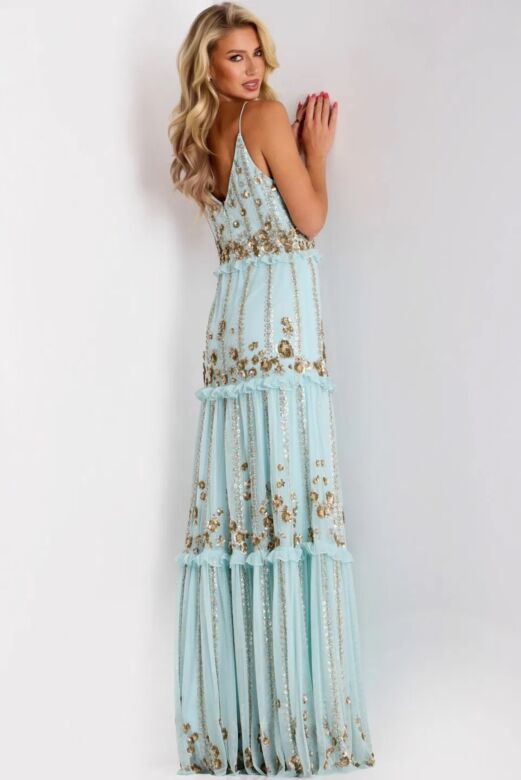 Jovani 44060 Spaghetti Strap V-Neck Dress