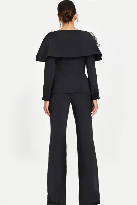 Jovani 45177 Cape Overlay Long Sleeve Pant Suit