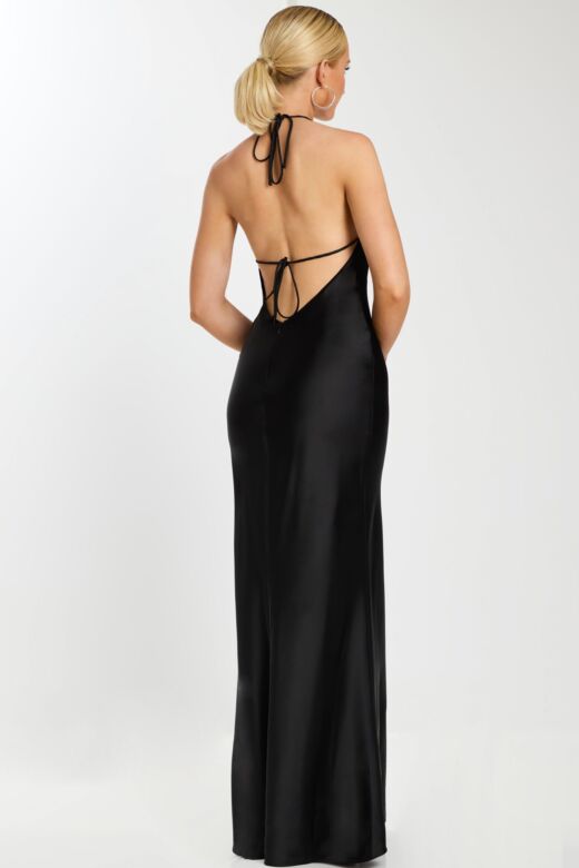 Jovani 45445 Halter Strap Lace-Up Dress