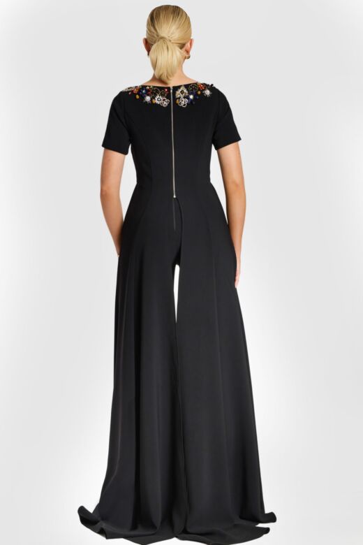 Jovani 46505 Bateau Neckline Short Sleeve Pant Suit