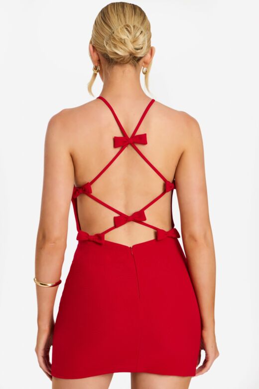 Jovani 46557 Bow Accent Halter Strap Dress