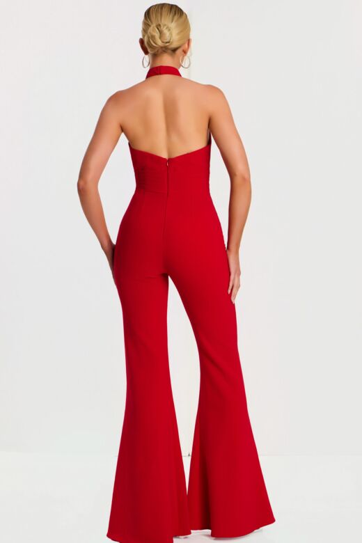 Jovani 48809 Crisscross Halter Neckline Backless Jumpsuit
