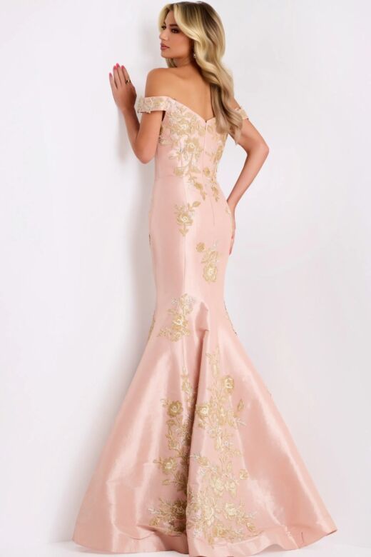 Jovani 00635 Off The Shoulder Floral Dress