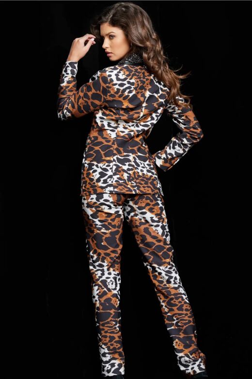 Jovani 09680 Animal Print 2 Piece Pant Suit