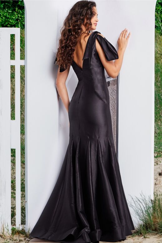 Jovani 24193 Bow Straps V-Neck Dress