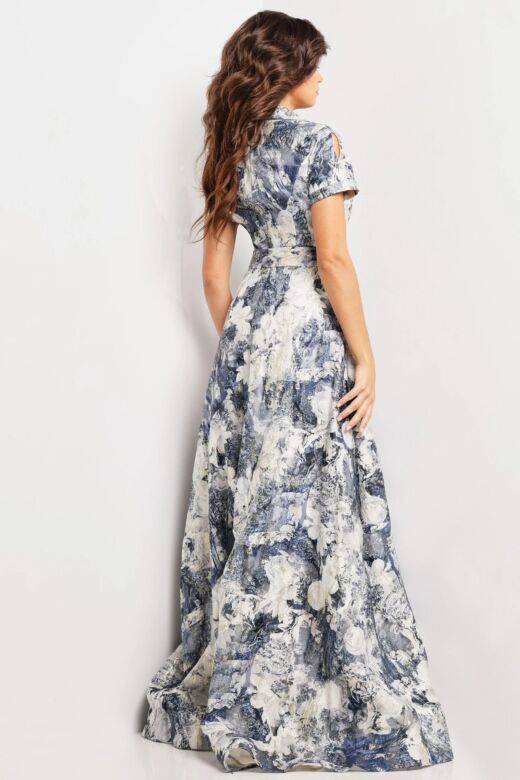 Jovani 25664 Collar Neckline Floral Dress