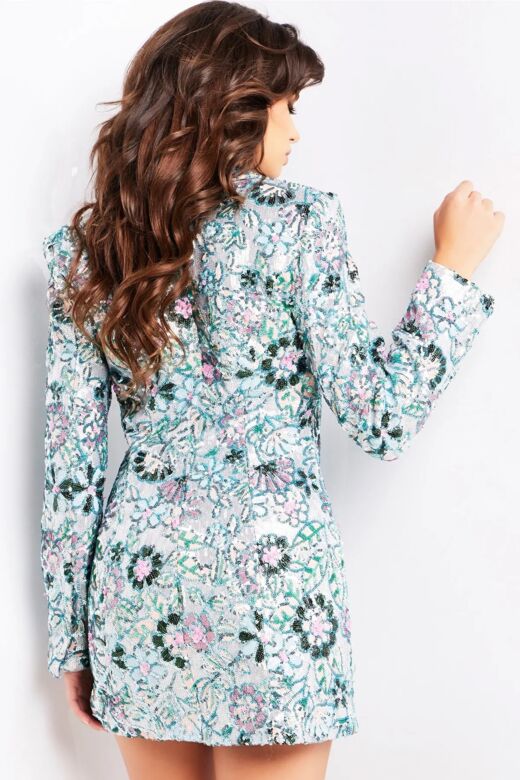 Jovani 26145 Floral Sequin Blazer Dress