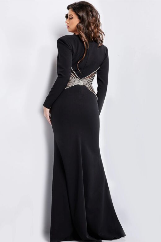 Jovani 26317 Illusion Waist Long Sleeve Dress